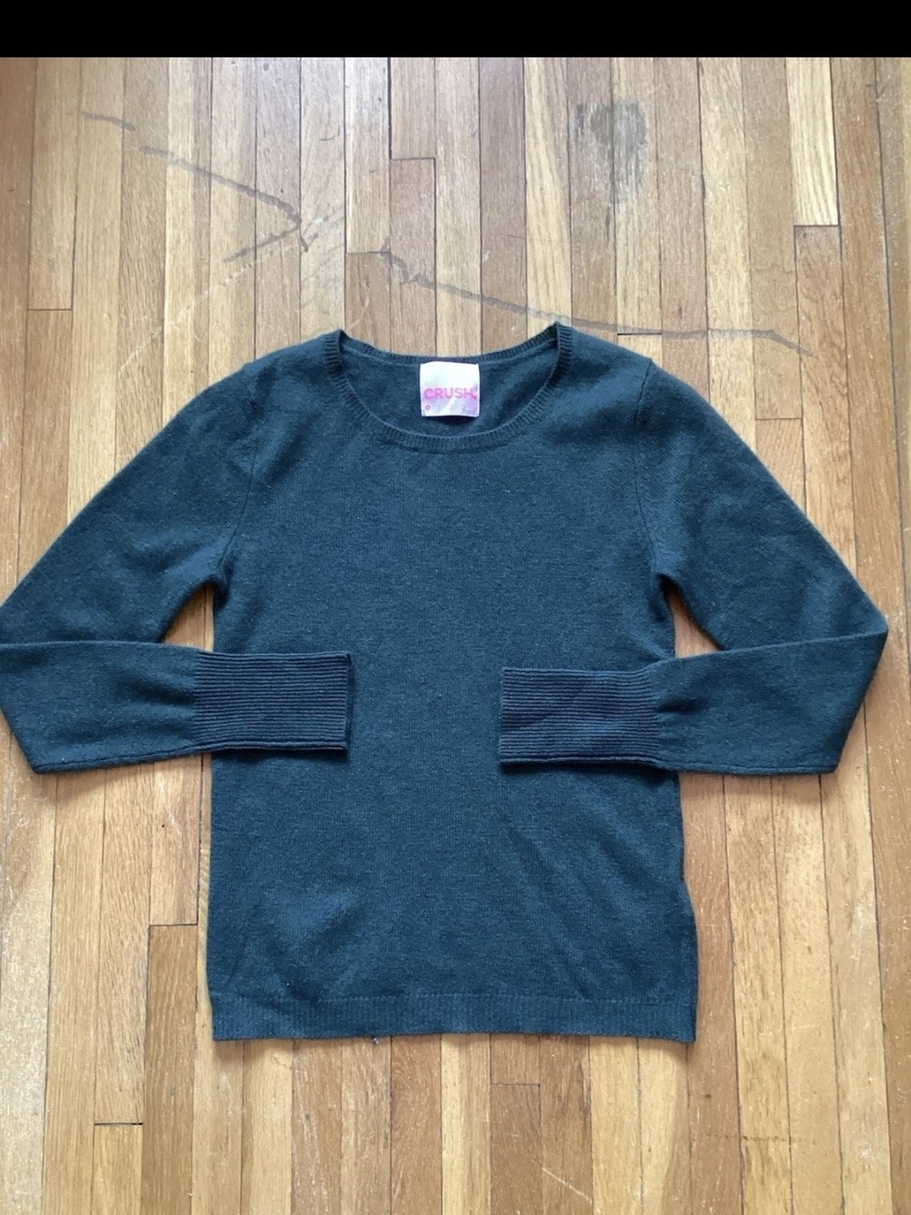 Crush 01234 Ladies Size XS Solid Green Crew-Neck Sweater,100% Cashmere,MINT
